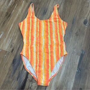 Vibrant Orange Tie-Dye One Piece Swimsuit
